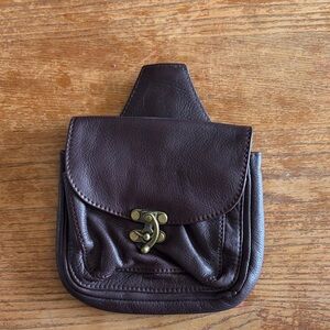 Leather Hip Bag in Dark Brown with Brass Closure